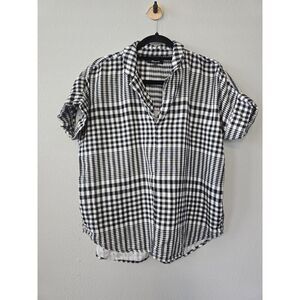 Madewell Black White Gingham Button Shirt Women’s S Do Well 100% Cotton Plaid